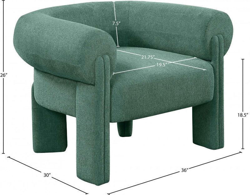Stefano Fabric Upholstered Accent Chair in Green - 482Green