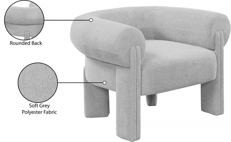 Stefano Fabric Upholstered Accent Chair in Grey - 482Grey