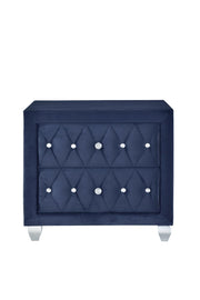 Stella - 2 Drawers Blue Upholstered Velvet Nightstand - B210-N