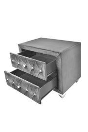 Stella - 2 Drawers Gray Upholstered Velvet Nightstand - B209-N