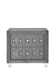 Stella - 2 Drawers Gray Upholstered Velvet Nightstand - B209-N