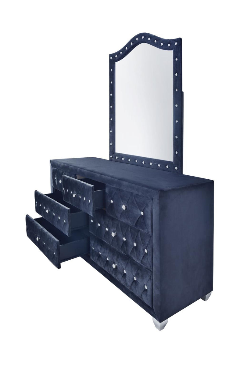 Stella - 7 Drawers Blue Upholstered Velvet Dresser - B210-D