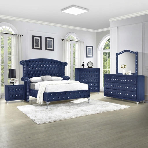 Stella - Blue Queen Bed, Dresser, Mirror - B210-QDM