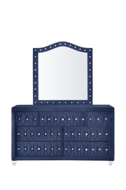 Stella - Blue Upholstered Velvet Mirror - B210-M