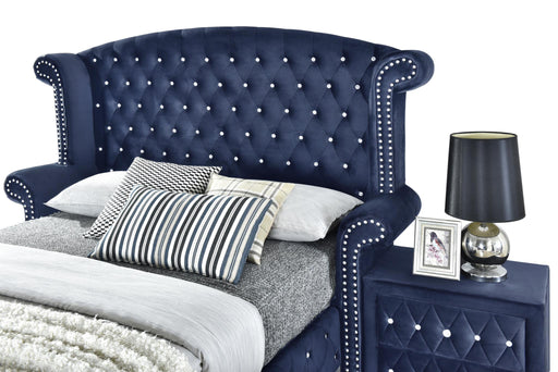 Stella - Blue Upholstered Velvet Queen Bed - B210-Q-Bed