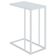 Stella White Glass Top C-Shaped Sofa Side Table Chrome - 900250