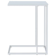 Stella White Glass Top C-Shaped Sofa Side Table Chrome - 900250