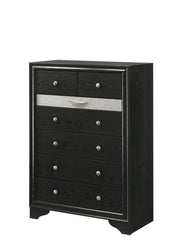 Stellan - 6 Drawers Black Chest with Silver Accent - B367-C