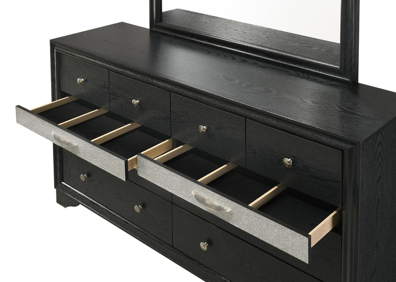 Stellan - 8 Drawers Black Dresser with Silver Accent - B367-D