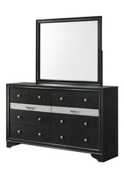 Stellan - 8 Drawers Black Dresser with Silver Accent - B367-D