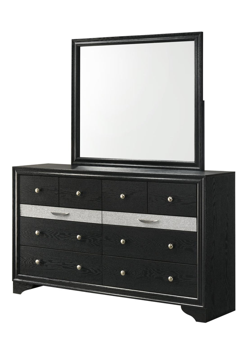 Stellan - 8 Drawers Black Dresser with Silver Accent - B367-D