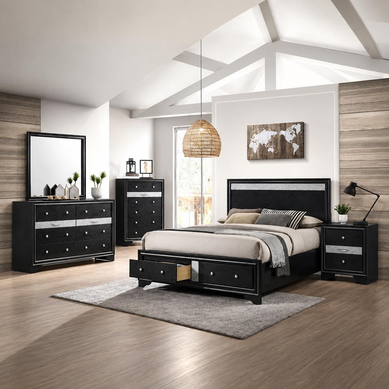 Stellan - Black King Bed, Dresser, Mirror, Chest, Nightstand - B367-KDMCN