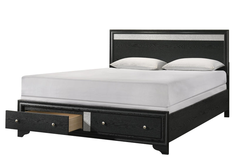 Stellan - Black Storage King Bed with Silver Accent - B367-K-Bed