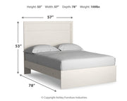 Stelsie Full Panel Bed with Mirrored Dresser in White - PKG018453