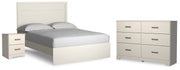 Stelsie Queen Panel Bed with Dresser and Nightstand in White from Ashley - Luna Furniture