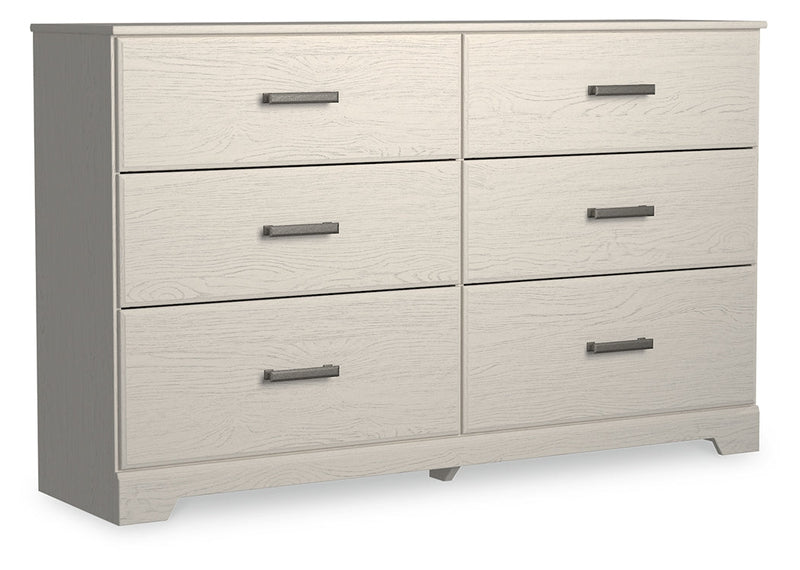 Stelsie Twin Panel Bed with Dresser in White - PKG016239
