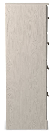 Stelsie Twin Panel Bed with Mirrored Dresser and Chest in White - PKG015995