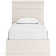 Stelsie Twin Panel Bed with Mirrored Dresser, Chest and 2 Nightstands in White - PKG015993