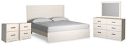 Stelsie White King Panel Bed, Dresser, Mirror and Nightstand - B2588B17