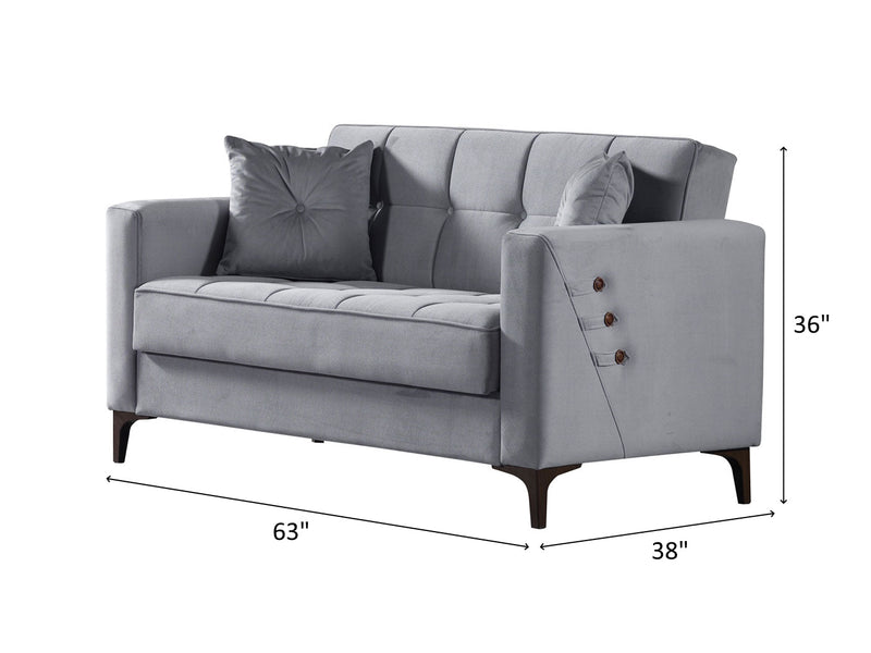 Step 63" Wide Square Arm Convertible Loveseat - Gate FurnitureLoveseat
