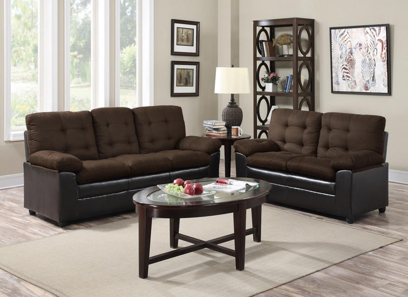 Stephanandra Chocolate Microfiber Sofa/Love Seat - Gate FurnitureLiving Room Set