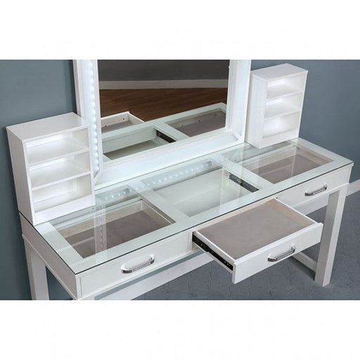 Stephanie Luminous White Vanity Set - FOA-DK5685WH-PK