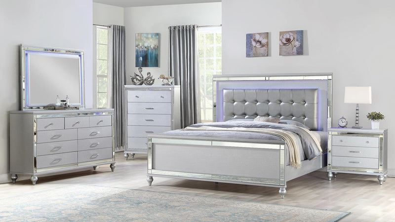 Sterling Queen 5 Pc Bedroom Set in Silver - Sterling Queen 5 Pc Bedroom Set in Silver