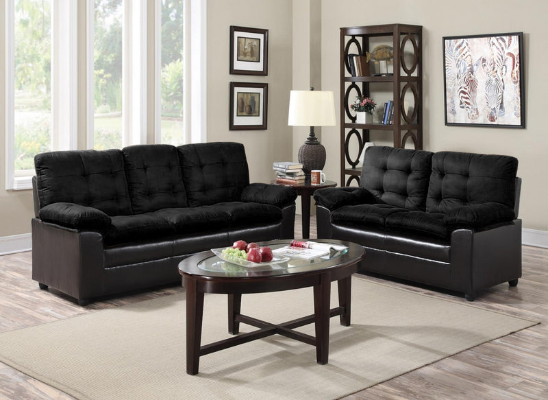 Stewartia Black Microfiber Sofa/Love Seat - Gate FurnitureLiving Room Set