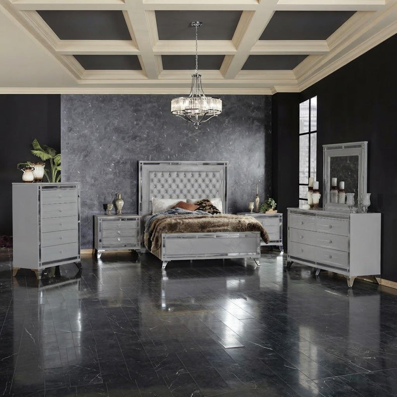 Stockholm - Light Gray Queen Bed, Dresser, Mirror - B248-QDM-Light Gray