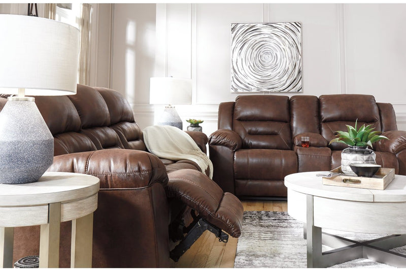 Stoneland Chocolate Reclining Loveseat with Console - 3990494 - Gate Furniture