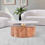 Stonewood Marble Top And Acacia Wood Base Coffee Table in Natural - 221-CT