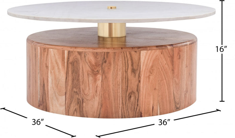 Stonewood Marble Top And Acacia Wood Base Coffee Table in Natural - 221-CT