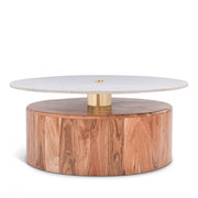 Stonewood Marble Top And Acacia Wood Base Coffee Table in Natural - 221-CT