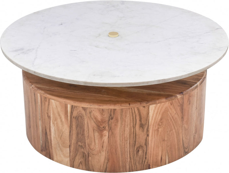 Stonewood Marble Top And Acacia Wood Base Coffee Table in Natural - 221-CT