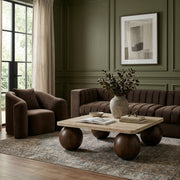 Strata Travertine And Mango Wood Coffee Table in Brown - 77017Brown-CT