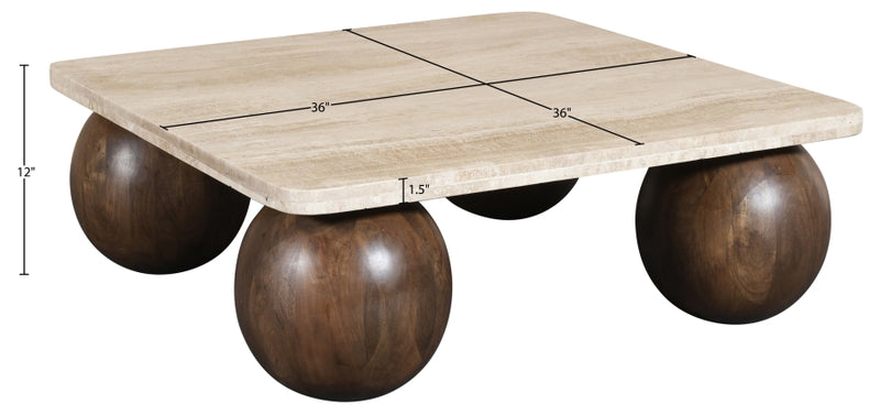 Strata Travertine And Mango Wood Coffee Table in Brown - 77017Brown-CT