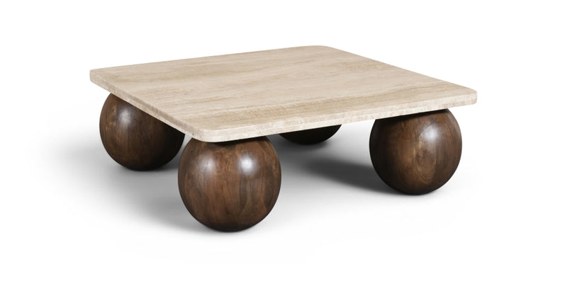 Strata Travertine And Mango Wood Coffee Table in Brown - 77017Brown-CT