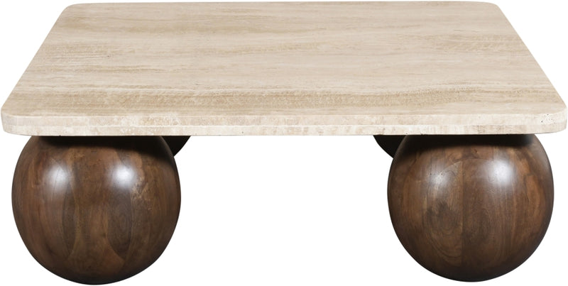 Strata Travertine And Mango Wood Coffee Table in Brown - 77017Brown-CT
