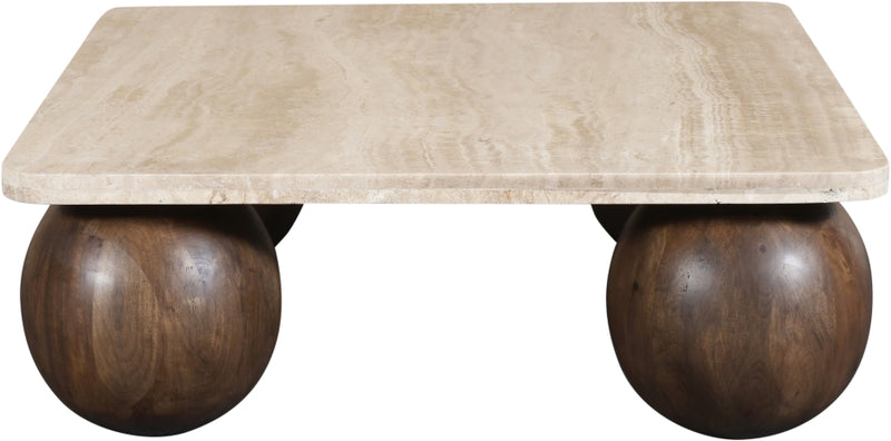 Strata Travertine And Mango Wood Coffee Table in Brown - 77017Brown-CT