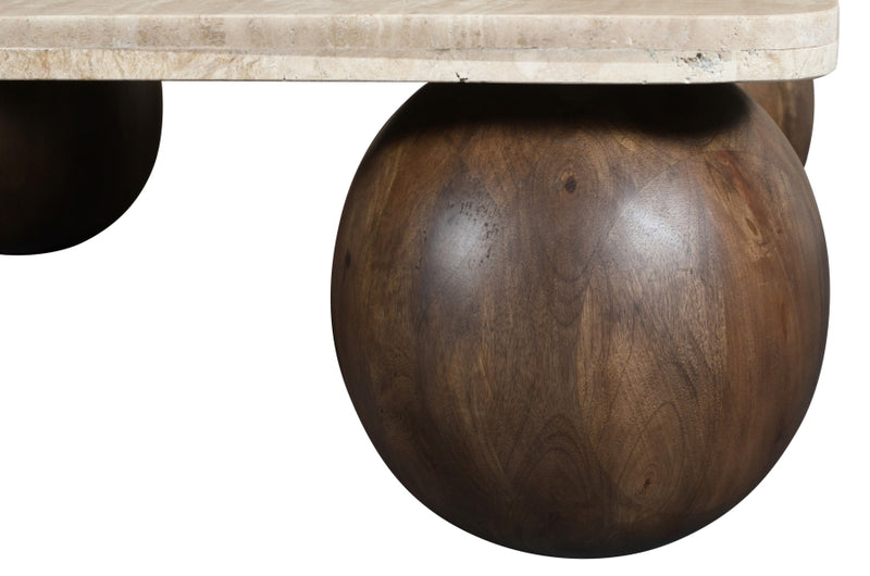 Strata Travertine And Mango Wood Coffee Table in Brown - 77017Brown-CT