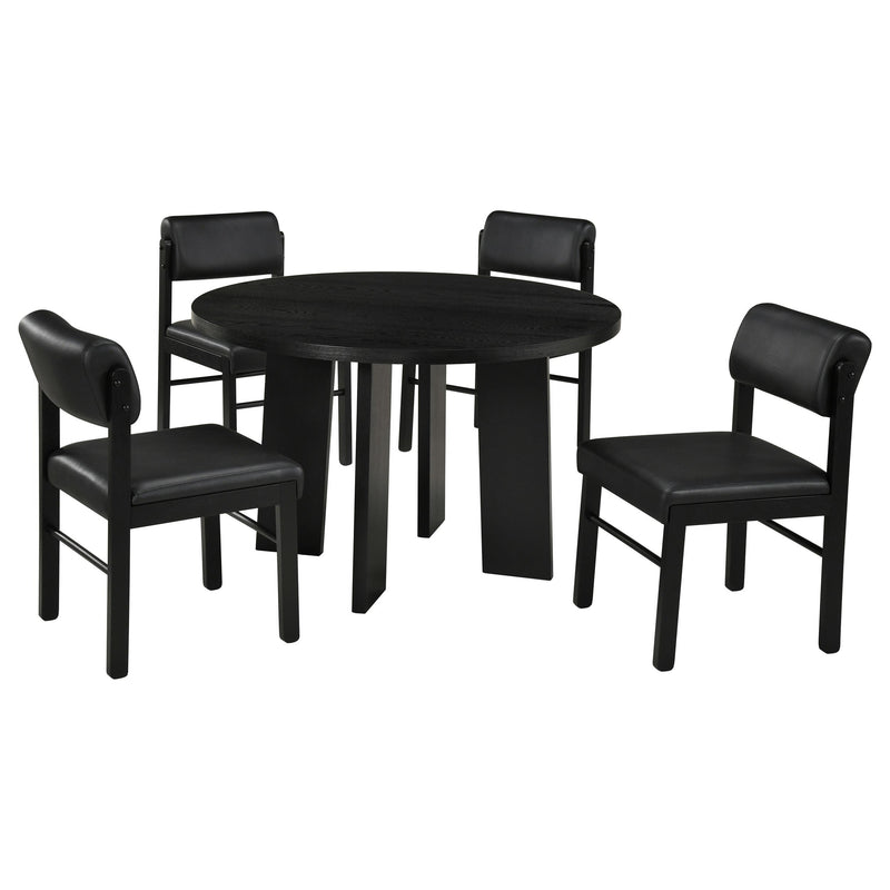 Strouse 5-piece Dining Set Black - 193940BLK-S5C
