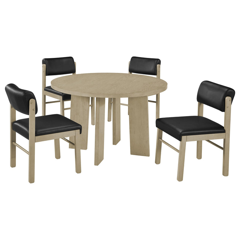 Strouse 5-piece Dining Set Black and Natural Oak - 193940NAT-S5C