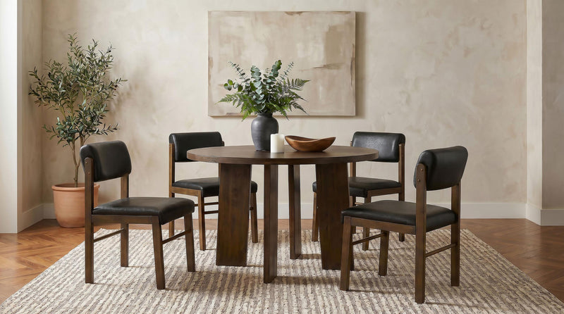 Strouse 5-piece Dining Set Black and Walnut - 193940WAL-S5C