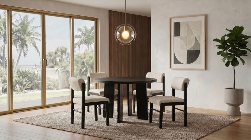 Strouse 5-piece Dining Set Cream and Black - 193940BLK-S5B