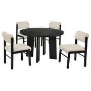 Strouse 5-piece Dining Set Cream and Black - 193940BLK-S5B