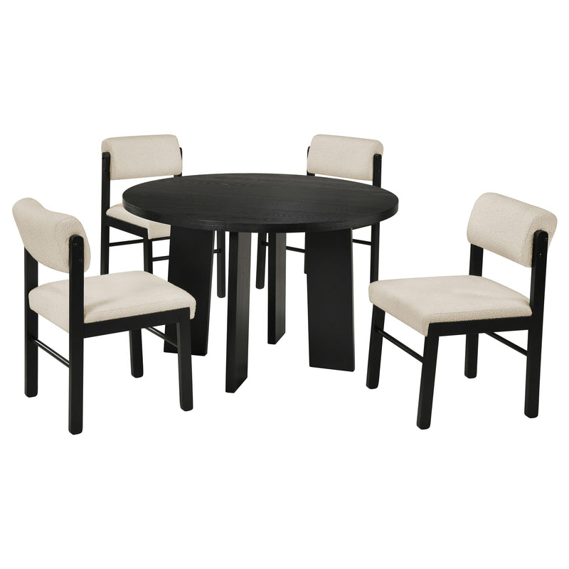 Strouse 5-piece Dining Set Cream and Black - 193940BLK-S5B