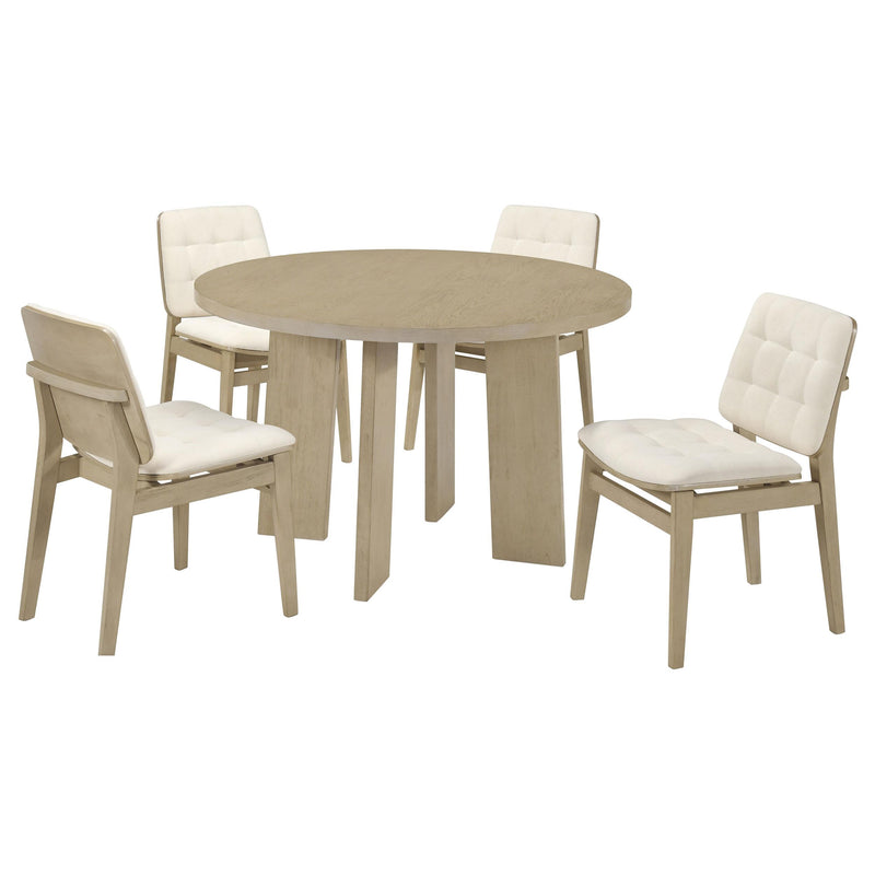 Strouse 5-piece Dining Set Cream and Natural Oak - 193940NAT-S5D