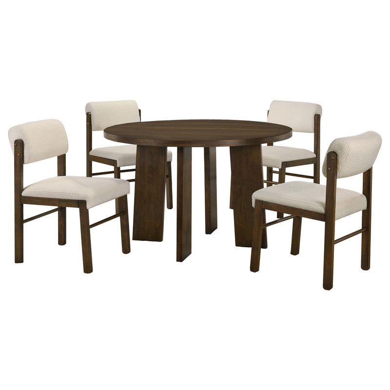 Strouse 5-piece Dining Set Cream and Walnut - 193940WAL-S5B