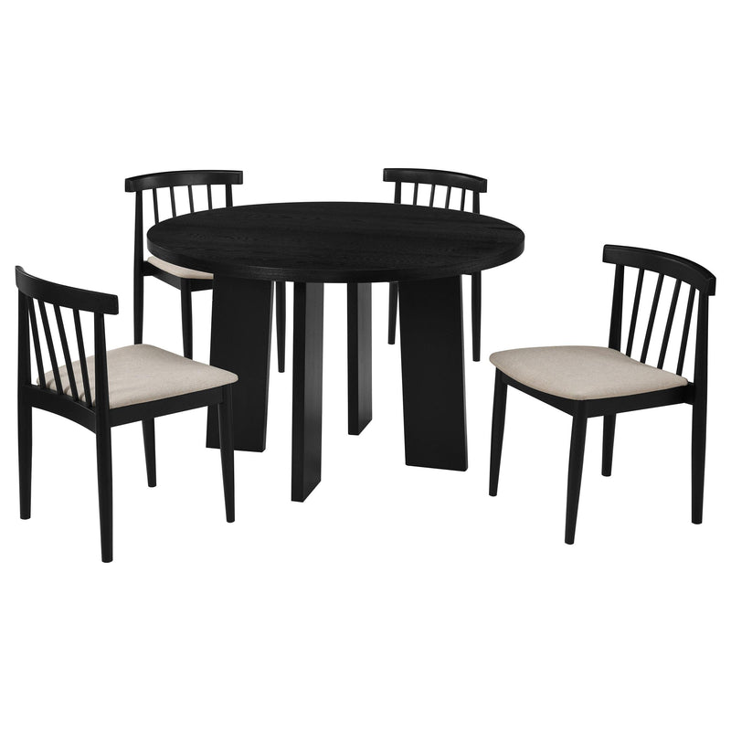 Strouse 5-piece Dining Set Wheat and Black - 193940BLK-S5A