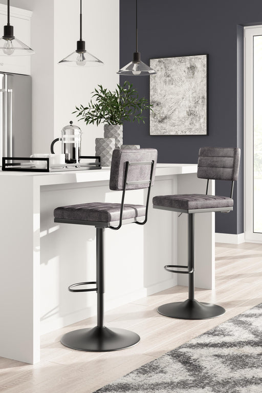 Strumford Gray/Black Bar Height Bar Stool (Set of 2) - D119-630X2